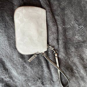 Coach Wristlet Purse, White with Silver Detail
